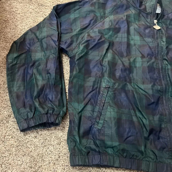 Vintage Jerzees Windbreaker Jacket 80s Black Watch Raglan‎ Check Blue Zip Bomber - Picture 2 of 9